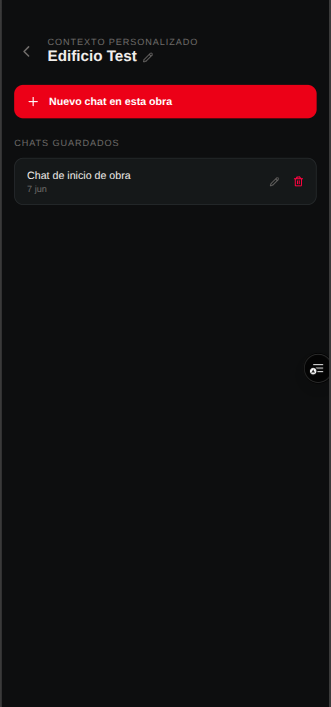 Chat de inicio de obra guardado en MAX
